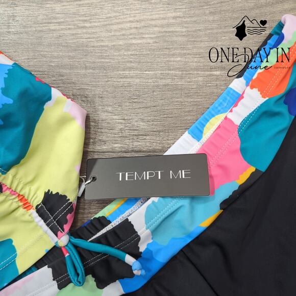 Tempt Me Strappy Back Boy Short Tankini Swimsuit Size L - Picture 4 of 6